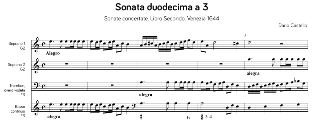 D. Castello – Sonata Duodecima | Transcribed from the original facsimile by J.M. Cord-to-Krax